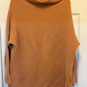Free People Ottoman Ribbed Cowl Neck Sweater in Camel Brown